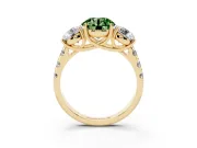 Round Three Stone Engagement Ring Setting for a Fancy Green Lab-Grown Diamond | Accented Shoulders | Yellow Gold