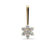 Round Lab-Grown Diamond Flower Cluster Pendant Necklace | Grooved Bail | Yellow Gold