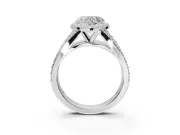 Heart-Shaped Halo Pavé Engagement Ring Setting | Narrow Split Shank | Platinum