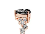 Heart-Shaped Scattered Accent Engagement Ring Setting for a Black Center | Slim Band | Rose Gold