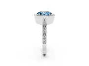 Oval Vintage Milgrain Halo Engagement Ring Setting for a Fancy Blue Lab-Grown Diamond | Side Stones and Pave | Platinum