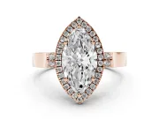 Marquise Halo Engagement Ring Setting | Pavé Panel Shoulders | Rose Gold