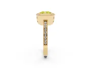 Cushion Cut Milgrain Halo Engagement Ring Setting for a Fancy Yellow Lab-Grown Diamond | Yellow Gold