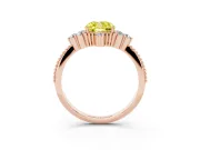 Cushion Cut Cluster Engagement Ring Setting for a Fancy Yellow Lab-Grown Diamond | Rose Gold