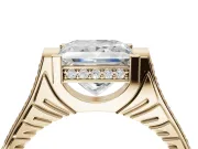 Princess Cut Vintage Cathedral Engagement Ring Setting | Carved Band | Yellow Gold