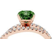 Fancy Green Radiant Cut Diamond Solitaire Twist Band Ring Set in Rose gold with Pavé Setting and Prong Head