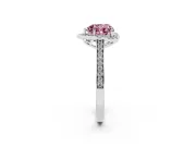 Heart-Shaped Petal Tip Halo Engagement Ring Setting for a Fancy Pink Lab-Grown Diamond | Pavé Band | Sterling Silver