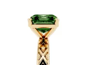 Asscher Cut Vintage Milgrain Engagement Ring Setting for a Fancy Green Lab-Grown Diamond | X Pattern Band | Yellow Gold