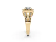 Cushion Cut Vintage Milgrain Halo Engagement Ring Setting | Pave Split Shank | Yellow Gold