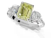 Emerald Cut Engagement Ring Setting for a Fancy Yellow Lab-Grown Diamond | Sterling Silver - Design NV-24901