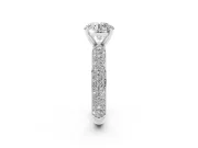 Round Cut Diamond Solitaire Ring Set in Silver with Prong Setting and Pavé-Set Band