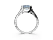 Emerald Cut Vintage Cathedral Engagement Ring Setting for a Fancy Blue Lab-Grown Diamond | Carved Band | Platinum