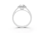 Oval Cut Diamond Halo Ring Set in White gold with Solitaire Band and Prong Setting