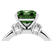 Asscher Cut 3 Stone Engagement Ring Setting for a Fancy Green Lab-Grown Diamond | Sterling Silver - Design NV-24494