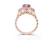 Princess Cut Three Stone Engagement Ring Setting for a Fancy Pink Lab-Grown Diamond | Braided Band | Rose Gold