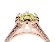 Fancy Yellow Marquise Cut Diamond Pavé Split Shank Solitaire Ring Set in Rose gold with Prong Setting
