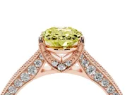 Oval Vintage Hidden Halo Engagement Ring Setting for a Fancy Yellow Lab-Grown Diamond | Milgrain Pave Band | Rose Gold
