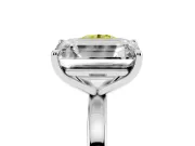Fancy Yellow Round Cut and Emerald Cut Toi Moi Ring Set in White gold with Prong Setting