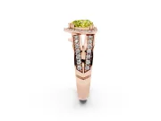 Fancy Yellow Heart Cut Diamond Halo Ring Set in Rose gold with Double Pavé Split Shank