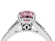 Emerald Cut Pave Split Shank Engagement Ring Setting for a Fancy Pink Lab-Grown Diamond | Double Claw Prongs | Platinum