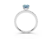 Fancy Blue Oval Cut Diamond Pavé Band Ring Set in White gold with Prong-Set Center Stone