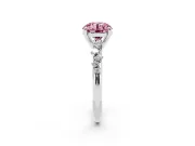 Fancy Pink Round Cut Diamond Solitaire Vine Band Ring Set in White gold with Round Accents and Prong Setting
