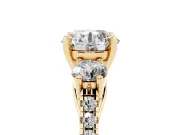 Round Three-Stone Pavé Engagement Ring Setting | Round Side Stones | Yellow Gold