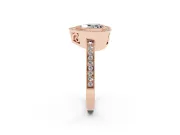 Fancy Black Heart Cut Diamond Round Halo Ring Set in Rose gold with Pavé Band