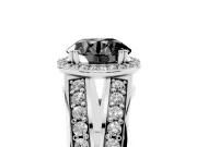 Round Halo Engagement Ring Setting for a Black Center | Two-Row Pavé Split Shank | Platinum