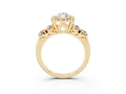 Marquise Floral Engagement Ring Setting | Petal Frame and Side Stones | Yellow Gold