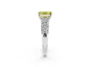 Emerald Cut Close Set Pave Engagement Ring Setting for a Fancy Yellow Lab-Grown Diamond | Multi Row | Sterling Silver