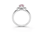 Fancy Pink Three-Stone Marquise Cut Diamond Ring Set in White gold with Prong Setting and Plain Band