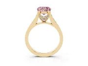 Heart-Shaped Graduated Pavé Engagement Ring Setting for a Fancy Pink Lab-Grown Diamond | Yellow Gold