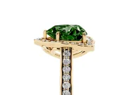 Heart-Shaped Petal Tip Halo Engagement Ring Setting for a Fancy Green Lab-Grown Diamond | Pavé Band | Yellow Gold