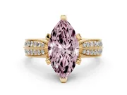 Marquise Milgrain Solitaire Engagement Ring Setting for a Fancy Pink Lab-Grown Diamond | Yellow Gold