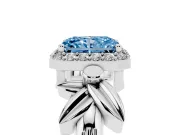 Radiant Cut Floral Halo Engagement Ring Setting for a Fancy Blue Lab-Grown Diamond | Platinum