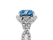 Cushion Cut Milgrain Halo Engagement Ring Setting for a Fancy Blue Lab-Grown Diamond | Graduated Shoulders | Platinum