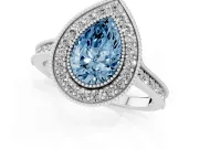 Pear-Shaped Halo Engagement Ring Setting for a Fancy Blue Lab-Grown Diamond | Sterling Silver - Design NV-24721