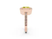 Fancy Yellow Asscher Cut Diamond Halo Ring Set in Rose gold with Pavé Band and Milgrain-Edged Prongs