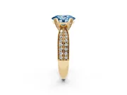 Oval Milgrain Solitaire Engagement Ring Setting for a Fancy Blue Lab-Grown Diamond | Yellow Gold