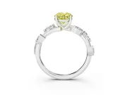Fancy Yellow Oval Cut Diamond Solitaire Ring Set in Silver with Twisted Marquise Accent Band