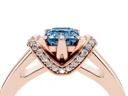 Emerald Cut Pavé Collar Engagement Ring Setting for a Fancy Blue Lab-Grown Diamond | Rose Gold