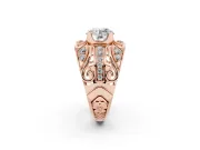 Round Art Deco Graduated Pave Engagement Ring Setting | Split Shank | Rose Gold