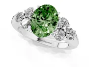 Oval Side Stone Engagement Ring Setting for a Fancy Green Lab-Grown Diamond | White Gold