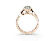 Marquise Halo Pavé Engagement Ring Setting for a Fancy Green Lab-Grown Diamond | Narrow Split Shank | Rose Gold