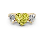 Heart-Shaped Three Stone Engagement Ring Setting for a Fancy Yellow Lab-Grown Diamond | Braided Band | Yellow Gold