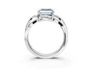 Asscher Cut Bypass Solitaire Engagement Ring Setting for a Fancy Blue Lab-Grown Diamond | Pavé Strands | Platinum