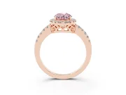 Fancy Pink Oval Cut Diamond Pavé Band Halo Engagement Ring Set in Rose gold with Prong Setting