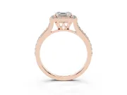 Asscher Cut Pavé Halo Engagement Ring Setting | Rose Gold