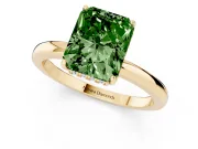 Radiant Cut Engagement Ring Setting for a Fancy Green Lab-Grown Diamond | Hidden Halo | Yellow Gold